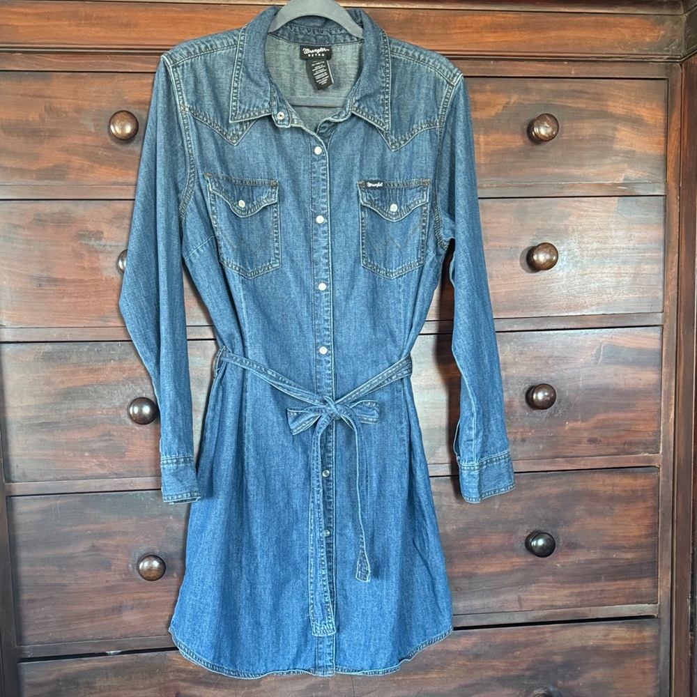 Wrangler Blue Denim Long Sleeve Dress